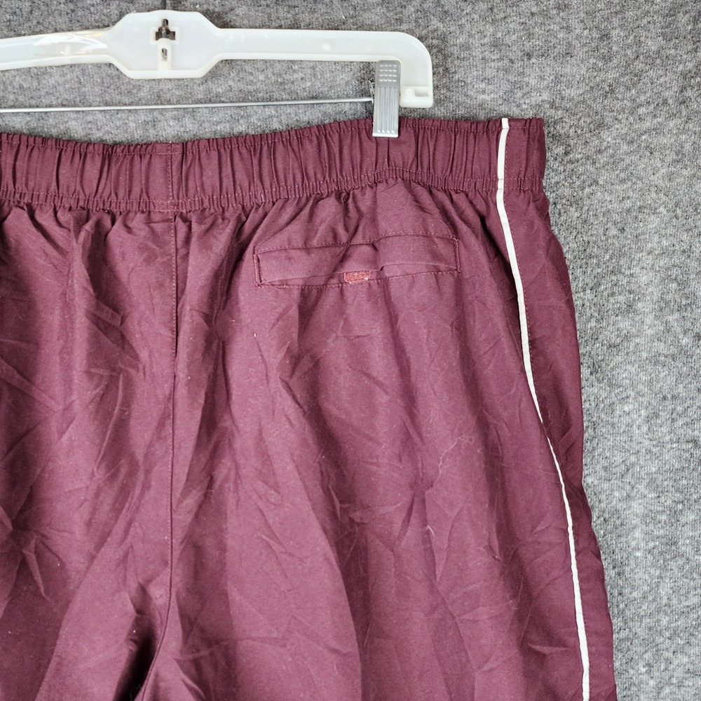 Tek Gear Track Pants Mens 38 Burgundy White Stripe Mesh Lined Athletic Joggers - Picture 5 of 9